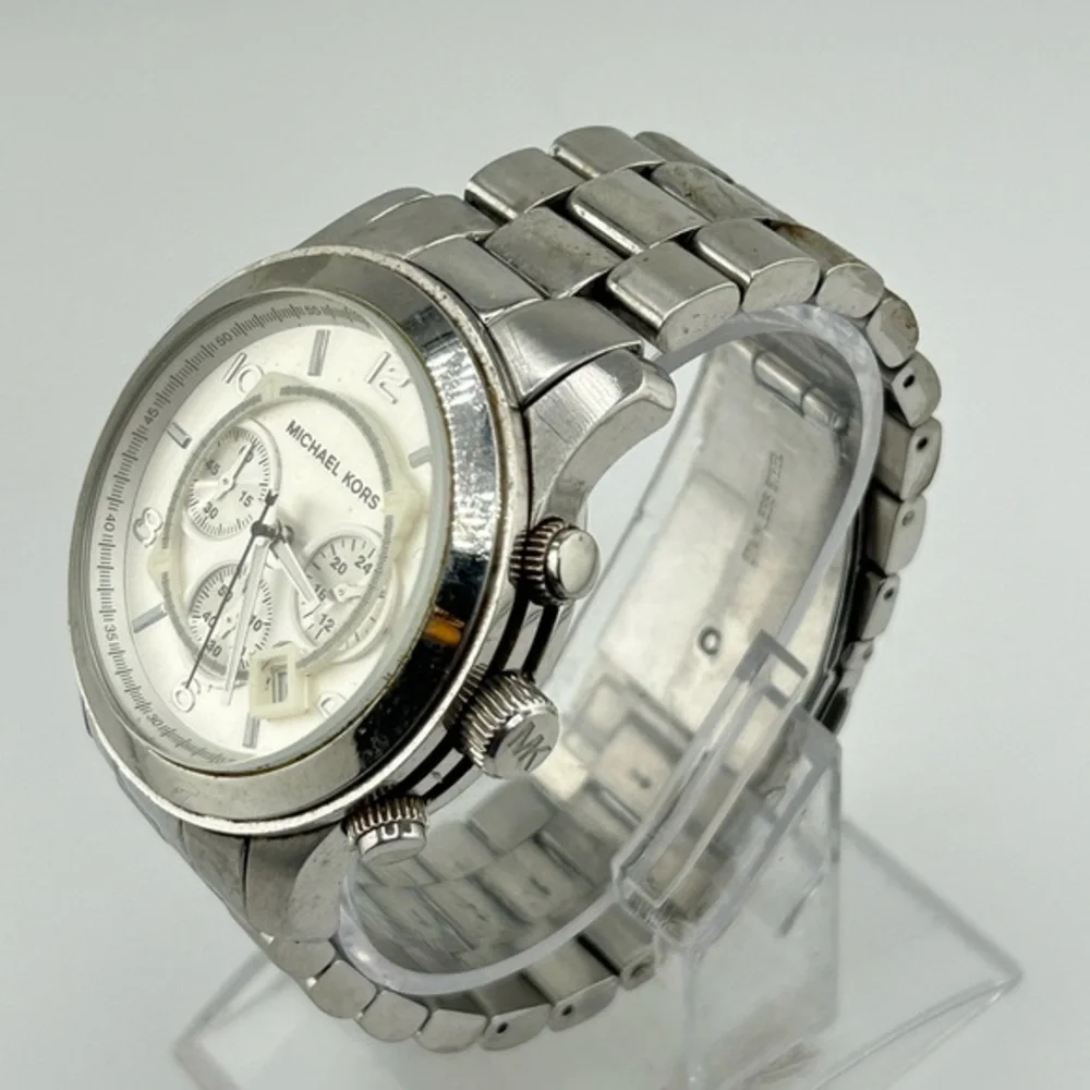Michael Kors MK8086 Men's Chronograph Stainless Steel Silver 45mm Watch 615
